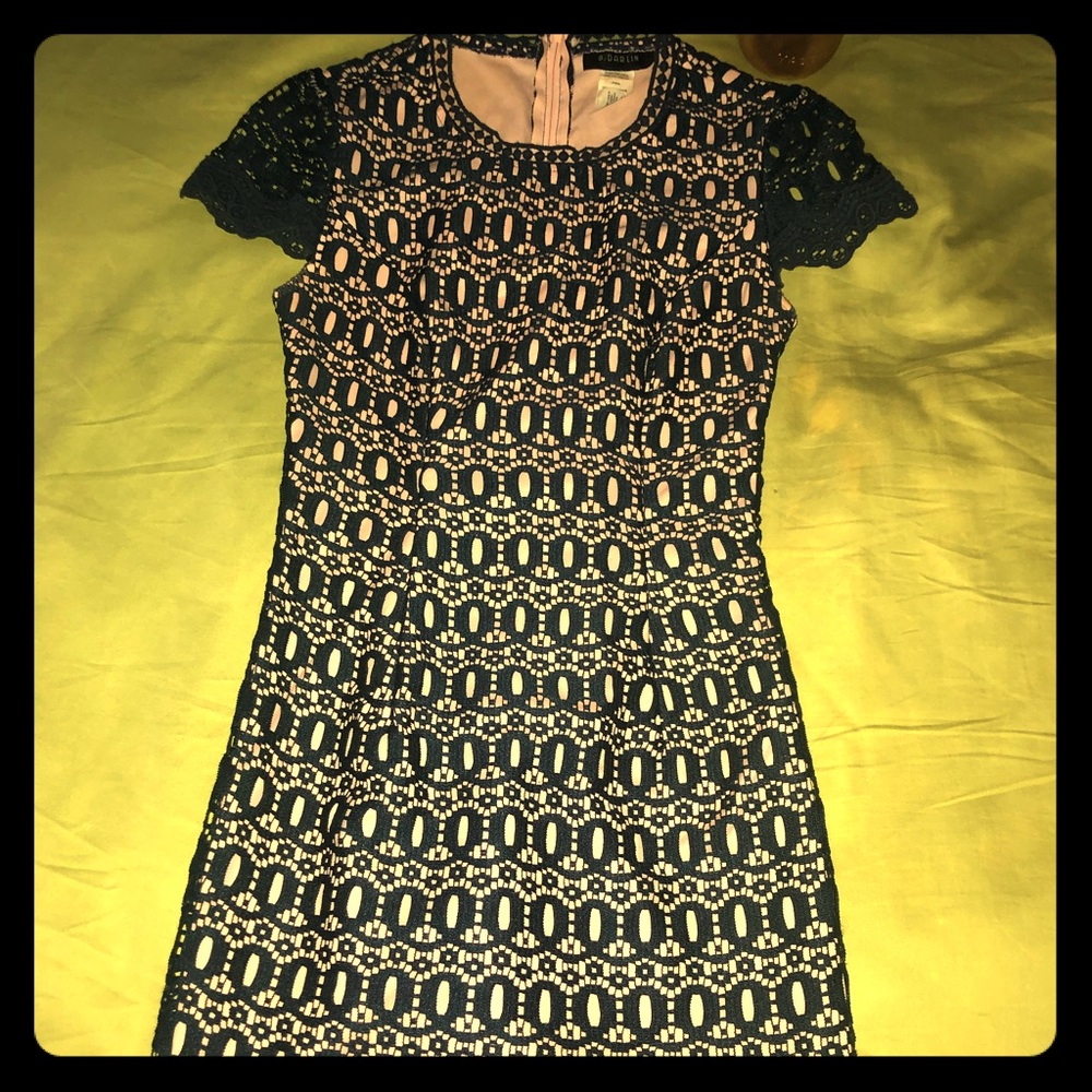 Lace overlay mini dress